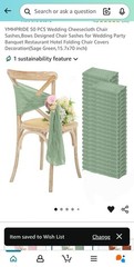 46 Wedding Cheesecloth Chair Sashes Sage Green 15.7″ x 70″