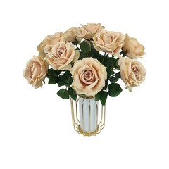 ATFL 12 Pcs Fall Silk Champagne Roses，Flower Diameter 4 »,Artificial Ros