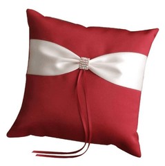 Wedding Ring Pillow Wedding Ring Cushion Ring Bearer Pillow，White & Red，7.8 7…