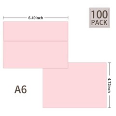 Ouzoustate 100 Packs Pink 4×6 Envelopes for 100 Qty A6(4.75*6.5), pink