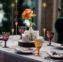 Rose Gold Candlestick Holders for Taper Candles, Set of 3