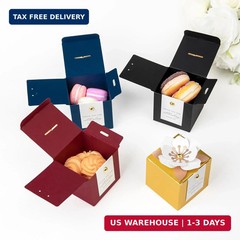 FEIYI 20 PCS Candy Boxes, 3 In 1 Gold Favor Boxes with Floral Decor, White Thank