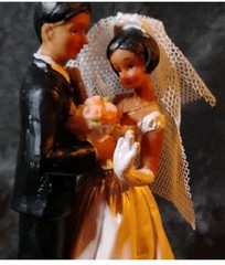 1950s Vintage MCM Couple Wedding Cake Topper Figurines Bride Groom Ceramic Decor