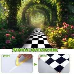 2 PCS Wonderland Party Decoration Black White Aisle Runner Rug Backdrop Carpet