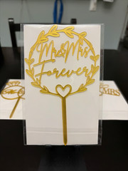 Set of 8 Gold Acrylic Wedding Cake Toppers Bridal Shower Anniversary New