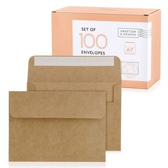 Sweetzer & Orange A7 Brown Self Seal Envelopes, 100 Pack, 5×7 100, Kraft