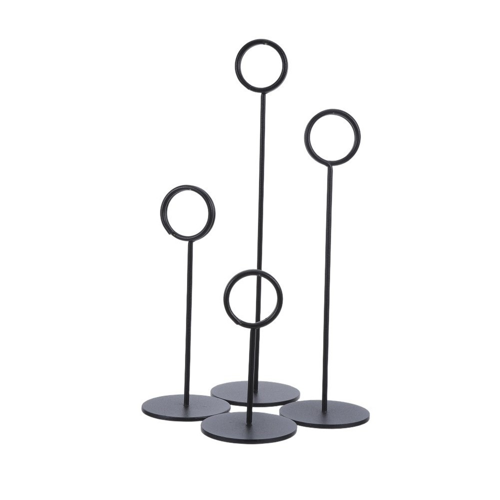 4Pcs Stable Stainless Steel Table Number Holders Black for Wedding Events