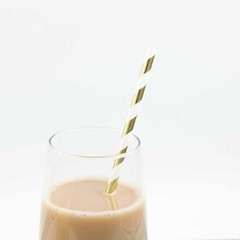 200 pcs 8″ White and Gold Biodegradable Striped Paper Straws Wedding Party Craft