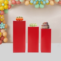 3 Pcs Metal Display Pedestal Stands, Display Pillars For Birthday Party Wedding