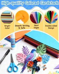 Nidkoud 252 PCS Colored Cardstock 8.5″ x 11″, 50 252PCS, 50 Assorted Colors