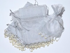 Jewelry Bags Organza Bags SILVER Gift Pouch Wedding Favor Mix 5×7 3×4 48pcs
