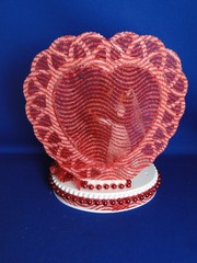 New Medium Dark skin Bride & Groom Wedding Cake Top, red decor & heart, #329