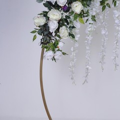 7.5 ft Gold Round Metal Wreath Arch Backdrop Stand Wedding Party Decorations