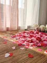 1 Inch White Pinks Red Tissue Paper Heart Confetti Wedding Reception