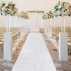Sparkle Aisle Runners Silver Paillette Aisle Runner 4FTx15FT Sequins Fabric A…