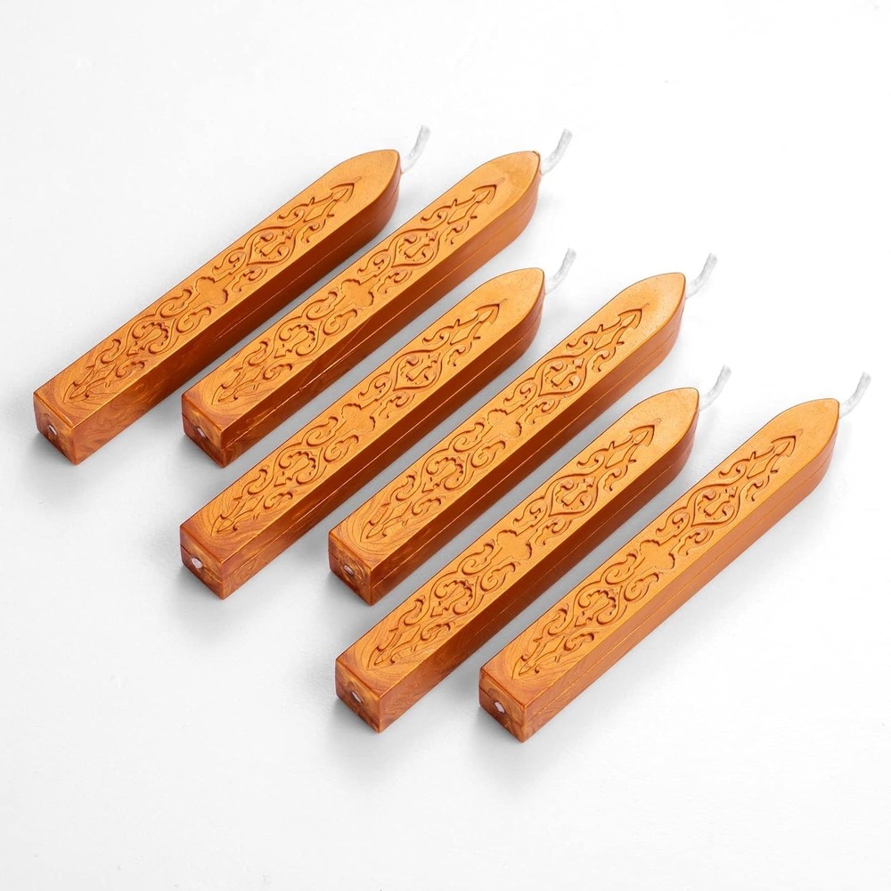 6 Pieces Sealing Wax Sticks with Wicks for Letter Seal Dark Gold