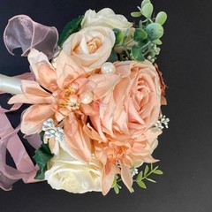 Wedding toss bouquet Cream and pink, dusty rose, peach bouquet with roses