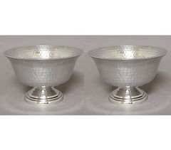 Compote Bowl Vase Polished Aluminum Revere Hammered 6″Dia 4″High Set/2