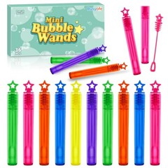 Mini Bubble Wands for Kids, 36 Pcs Bulk Bubble Wands in 6 Colors, Kids 36 Star