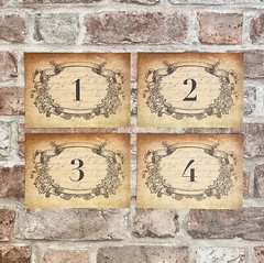 Vintage Wedding Table Number Cards Antique style, frame, Shabby Chic, Names