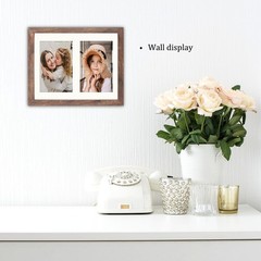 8×10 Picture Frame Brown Display 4×6 Double Photos Horizontal and Vertical Fo…