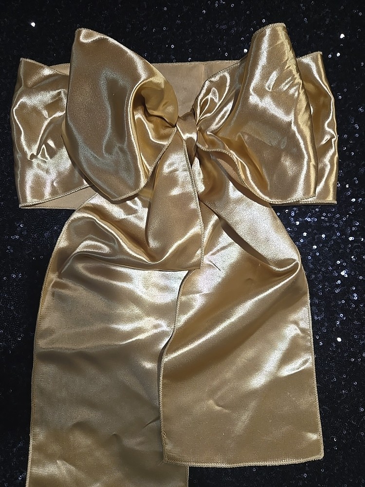 20pcs Satin Chair Cover Bow Sash 106″x6.5 Gold Brass Wedding Party Banquet Event