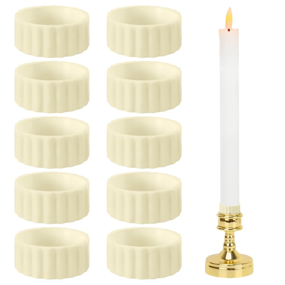 10 Pcs Rubber Candle Grippers, Non-Slip Holder Adapter Medium, Beige