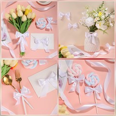 woric White Ribbon 1 Inch 50 Yards Bow Wedding Satin 1 Inch,
