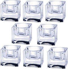 8-Pack Clear Glass Square Tealight Holders for Events & Decor