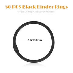 50 Pack Inch Binder Rings, Black Loose Leaf Binder Ring 1-1/2 Inch 1-1/2 Inch