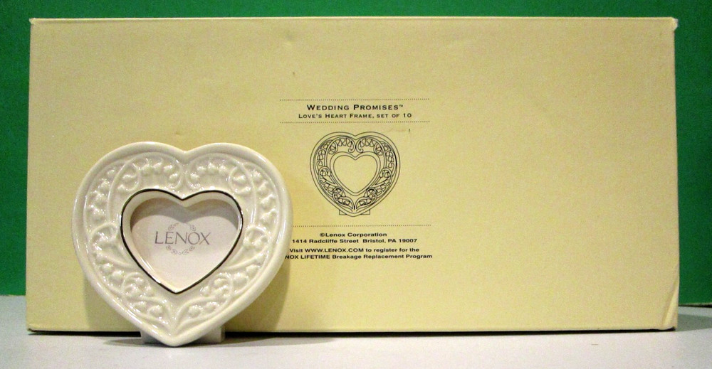 LENOX WEDDING PROMISES LOVES HEART FRAME FAVORS set of 10 Keepsakes NEW IN BOX