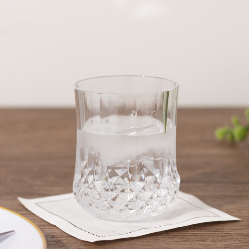 6 pcs Clear 8 oz Crystal Cut Plastic Stemless Wine Glasses Disposable Wedding