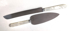Vintage Sheffield Cake Knife Server Set Faux Pearl Handles England
