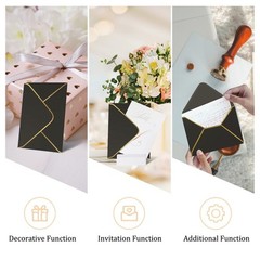 (50 Pack 5×7 Inch) Black Envelopes for Invitations with Gold inches