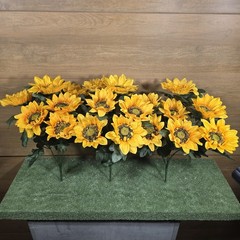 Artificial YELLOW SUNFLOWER BUSHES, SILK FLORAL CRAFT SUPPLY Set/3