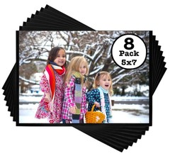 Iconikal 8-Pack Magnetic Photo Sleeves for 5×7 Pictures Easy 8 Pack, Black