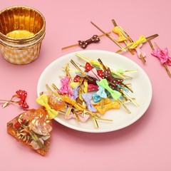 50Pcs Twist Tie Bows 3.15″ Mini Bows Twisty Ties for Treat Bag Light Pink]