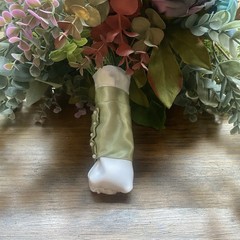 Bridal Wedding Bouquet Budget Friendly Handmade Faux Florals Purple Blue Orange