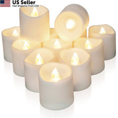 Homemory 12Pack Timer Flameless LED 12 Pack, White Base (Warm Light)