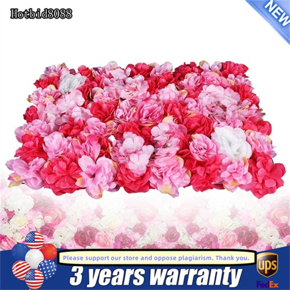 6pcs Artificial Flower Wall Panel Artificial Rose Red Flower Wall Decor 60*40cm