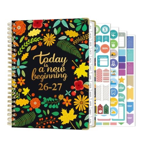 2026-2027 Vornika Academic Planner Floral, A5 6.3″x8.5″ | Spiral Black