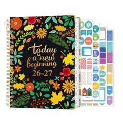 2026-2027 Vornika Academic Planner Floral, A5 6.3″x8.5″ | Spiral Black