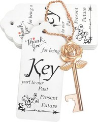 Aokbean 100 Sets Rose Flower Shaped Keys Wedding Favors Gift for Guest Bulk Skel