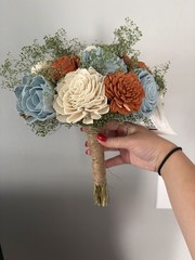 Sola Wood Flower Bouquet Cream Dusty Blue Terracotta