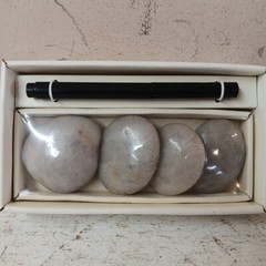Pottery Barn Rock Place Card Holders – Set Of 4- With Grease Pen Open Box Stone
