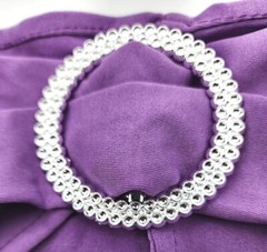 50 Spandex Slider Buckle Chair Bands Covers Silver Bling Wedding Party Purple
