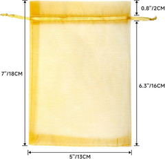 25PCS Gold Organza Bags 5X7 Inches, Sheer Mesh Jewelry Pouches, Organza Gift Bag