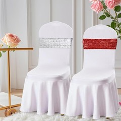 Set of 20 Sequin Sashes Bows Silver Chair Sashes for Wedding Party Chair Cove…