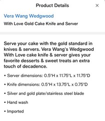 NWB Vera Wang Wedgewood With Love Pearl Cake Knife & Server Set MSRP $110
