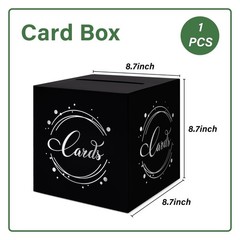 1 Pack Black and Silver Foil Card Box for Party, 8.7″ Black Gift Card Box Mon…